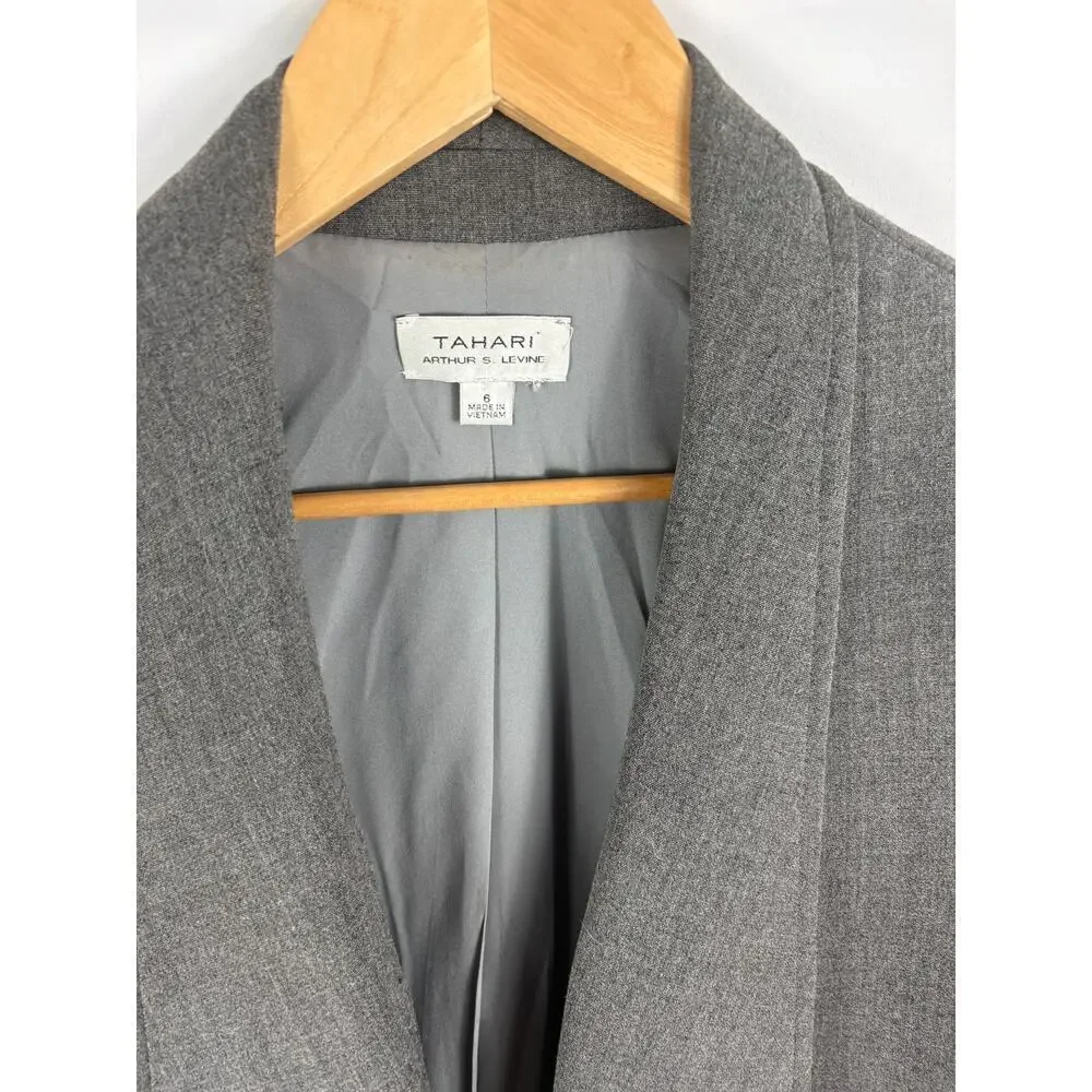 Tahari Longline Grey Blazer Size 6